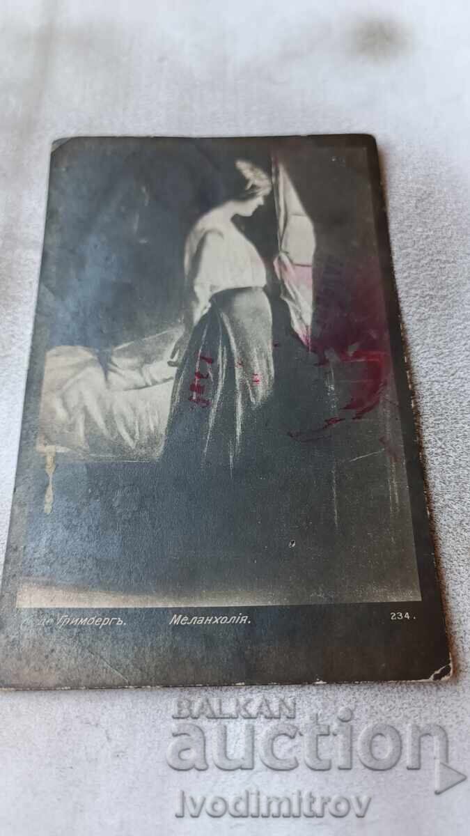 Postcard E. de Grimbergh Melancholia 1918 C K