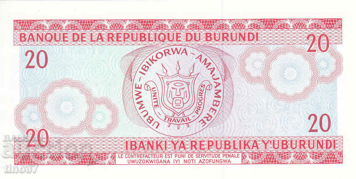 Аукцион tino37- БУРУНДИ - 20 ФРАНКА - 1991г - UNC Аукцион tino37- БУРУНДИ - 20 ФРАНКА - 1991г - UNC