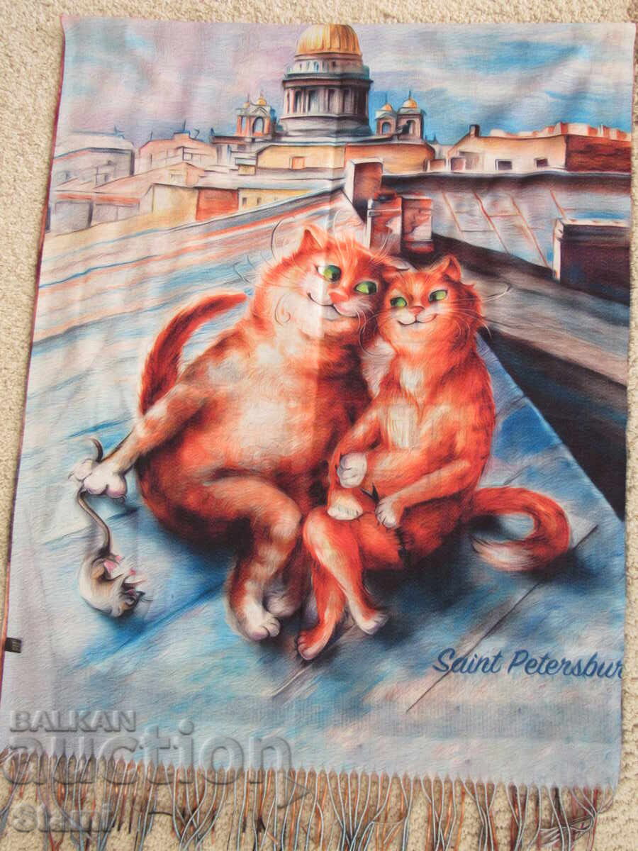 Fine double-faced cashmere and wool print scarf from Saint Petersburg, Russia - 6 Fine double-faced cashmere and wool print scarf from Saint Petersburg, Russia - 6