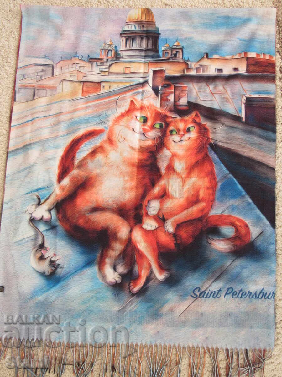 Fine double-faced cashmere and wool print scarf from Saint Petersburg, Russia - 7 Fine double-faced cashmere and wool print scarf from Saint Petersburg, Russia - 7