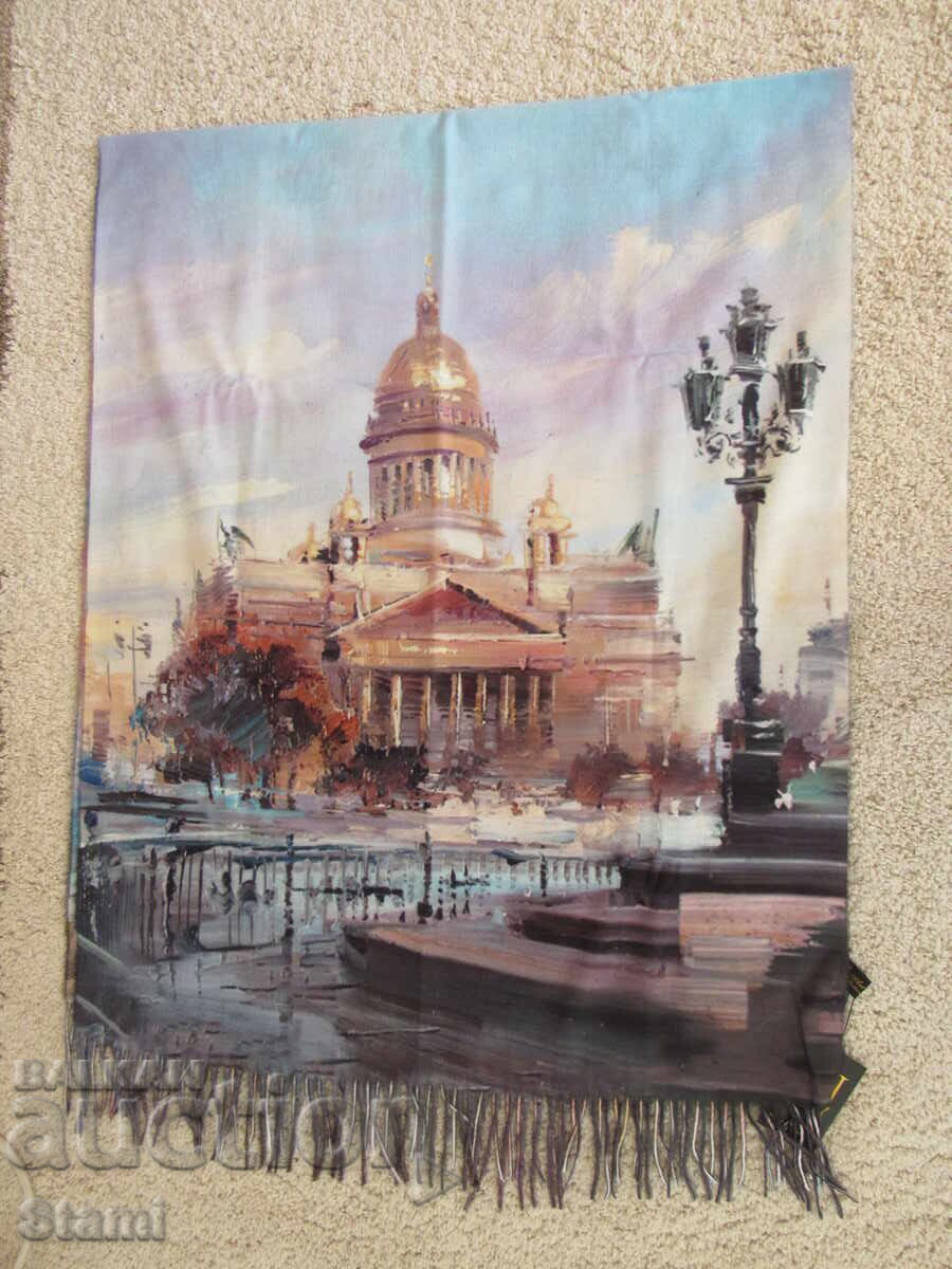 Fine double-faced cashmere and wool print scarf from Saint Petersburg, Russia Fine double-faced cashmere and wool print scarf from Saint Petersburg, Russia