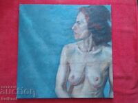 Old painting oil on canvas Nude woman erotica