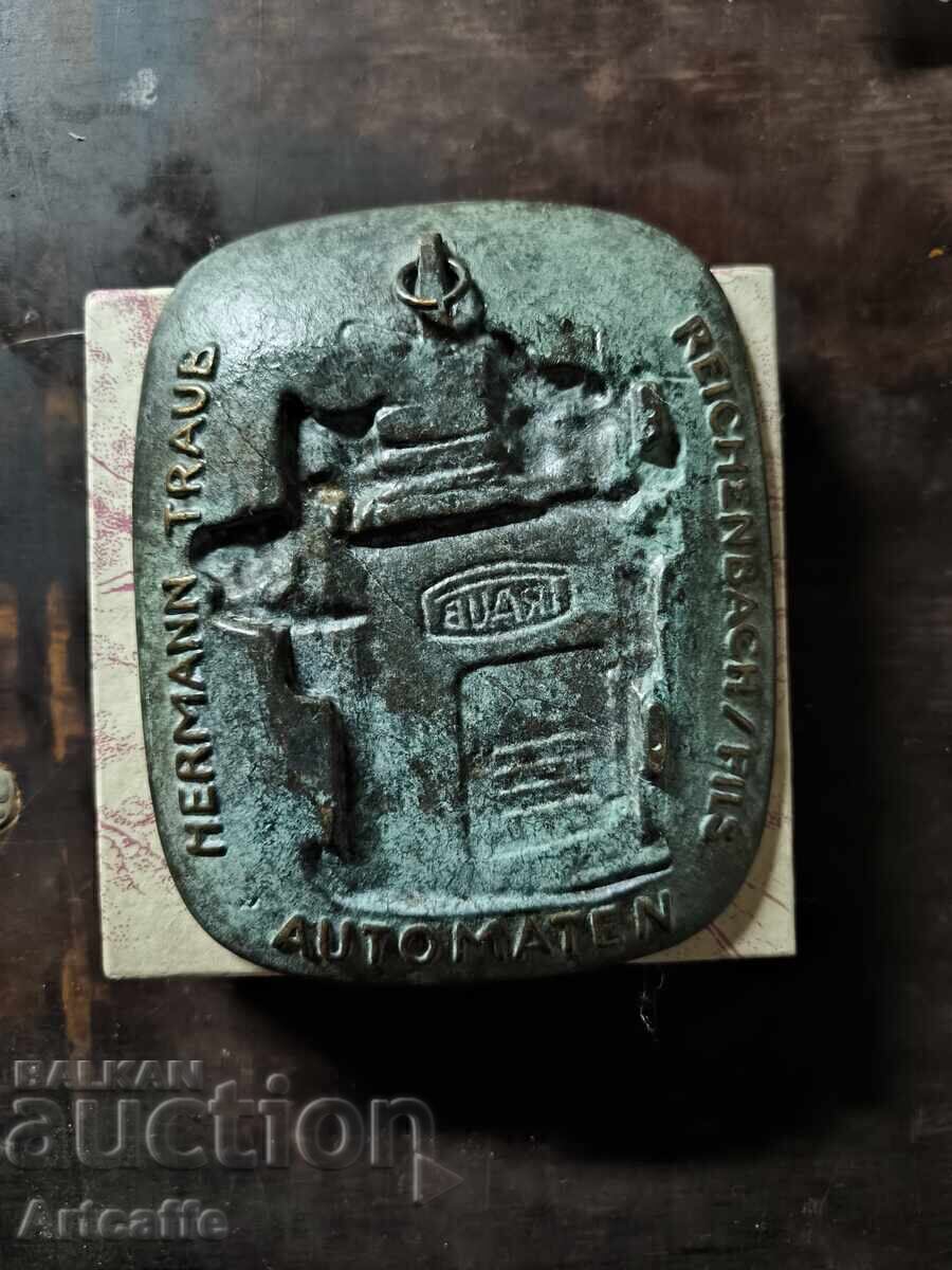 Ретро бронзов плакет TRAUB – Индустриален антиквариат - 5