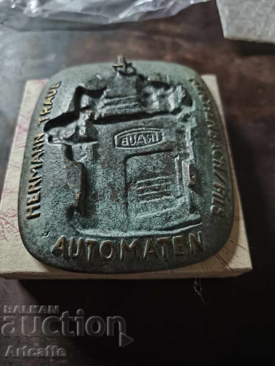 Ретро бронзов плакет TRAUB – Индустриален антиквариат - 6