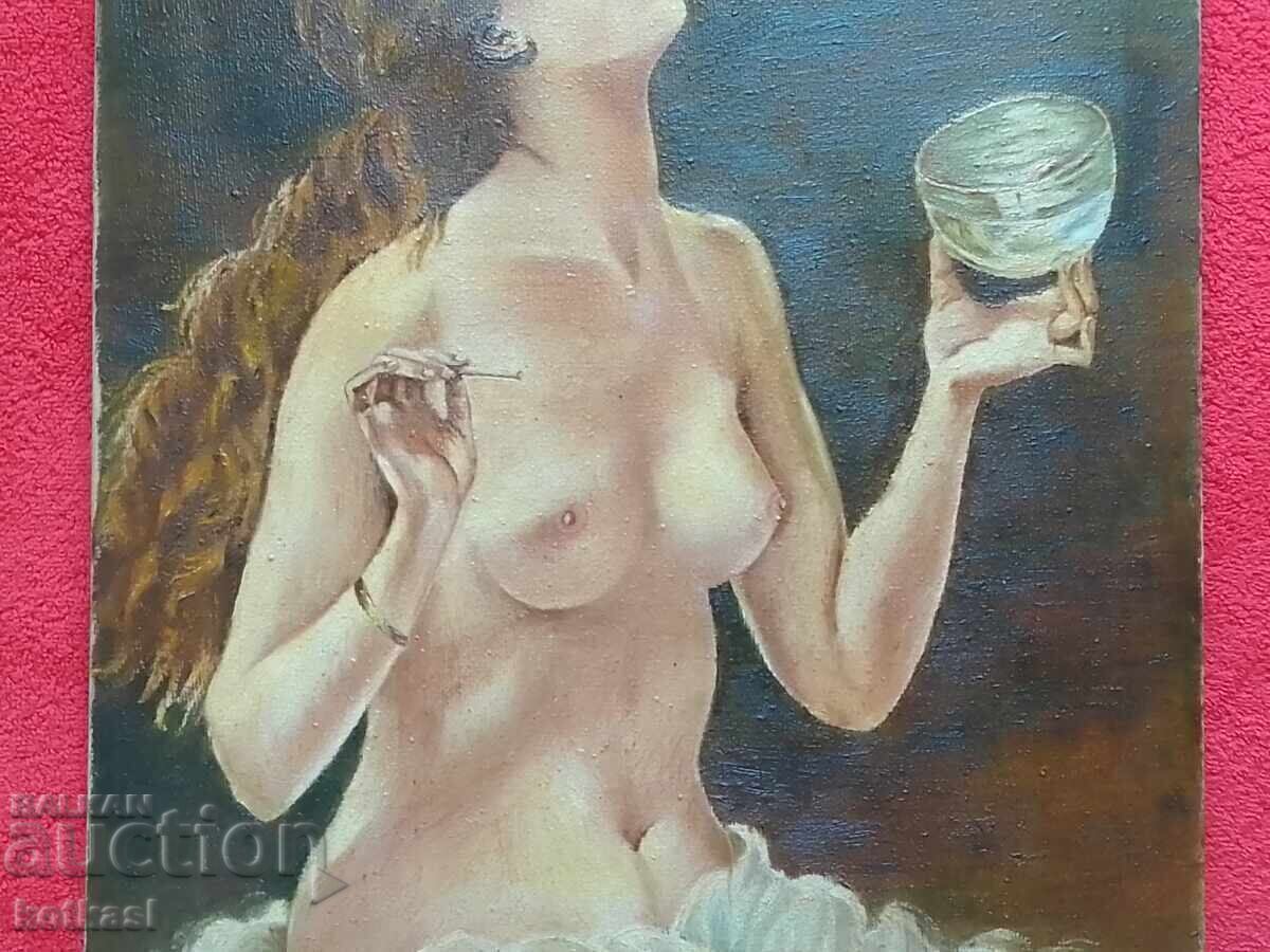 Auction Oil painting on canvas Nude woman erotica signature Auction Oil painting on canvas Nude woman erotica signature