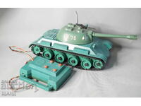 Old Russian plastic toy tank model on batteries