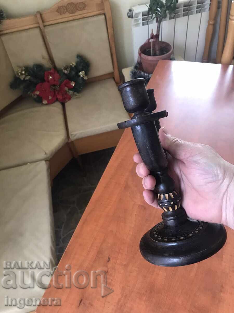 Sfeșnic sculptură în lemn de epocă din anii 70 - 6