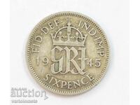 6 pence 1945 - Marea Britanie › Regele George al VI-lea