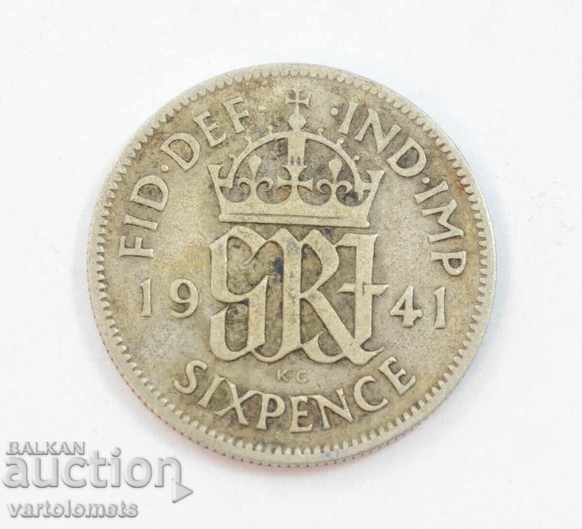 6 pence 1941 - Marea Britanie › Regele George al VI-lea