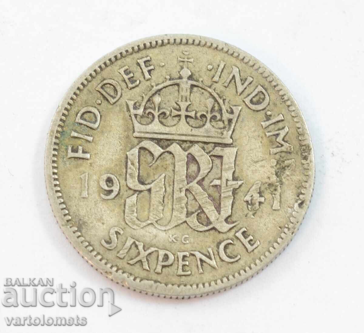 6 pence 1941 - Marea Britanie › Regele George al VI-lea