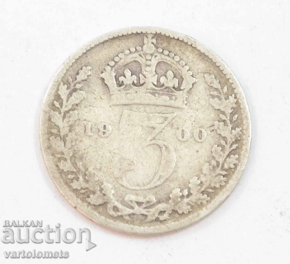 3 pence 1900 - Marea Britanie › Regina Victoria