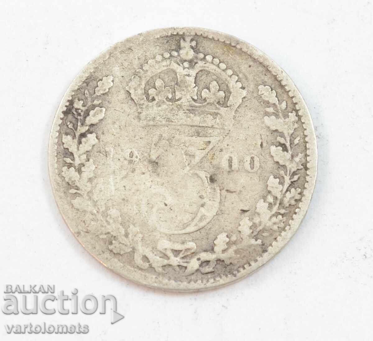 3 pence 1900 - Marea Britanie › Regina Victoria