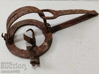 Old hand forged trap, wrought iron primitive