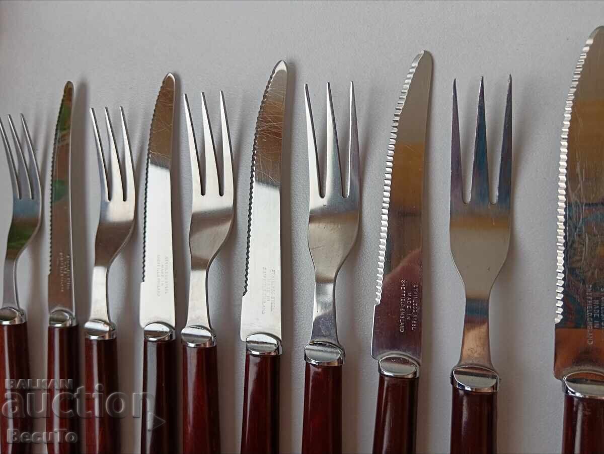 Tacâmuri cu friptură Sheffield, Anglia. Stare excelenta - 6 Tacâmuri cu friptură Sheffield, Anglia. Stare excelenta - 6