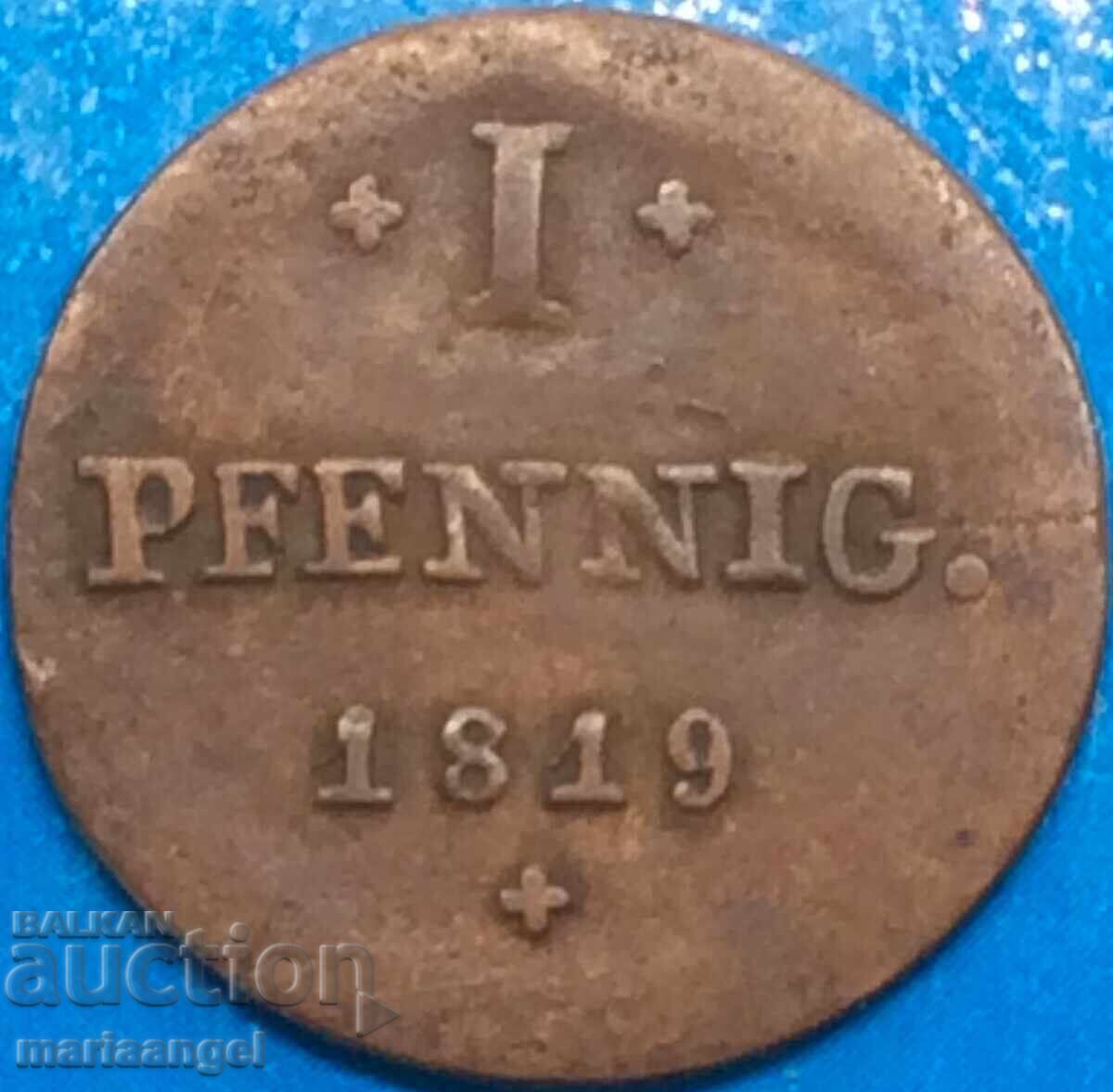 1 pfennig 1819 Saxonia Germania cupru