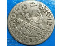 Polonia 3 groszy (troica) 1622 Sigismund al III-lea argint - rar