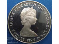 25 πένες 1978 Guernsey Royal Visit 38mm Ασήμι PROOF