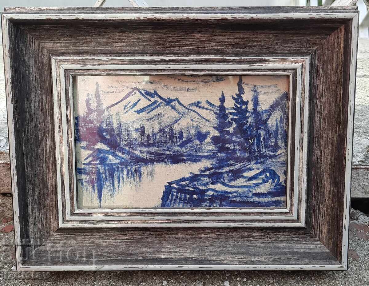 Old oil painting on cardboard Old oil painting on cardboard