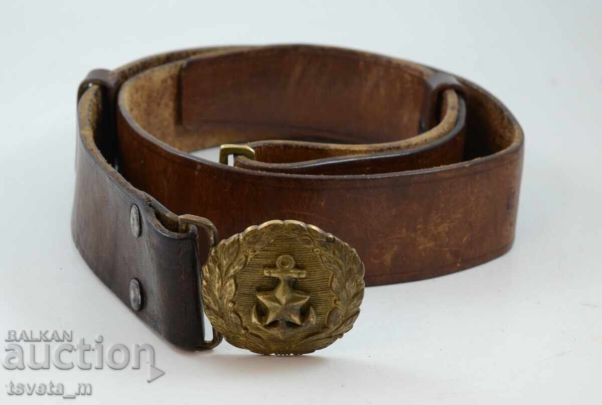 Leather officer belt Bulgarian Navy Leather officer belt Bulgarian Navy