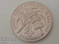 rare coin Dominica 4 dollars 1970 - FAO;