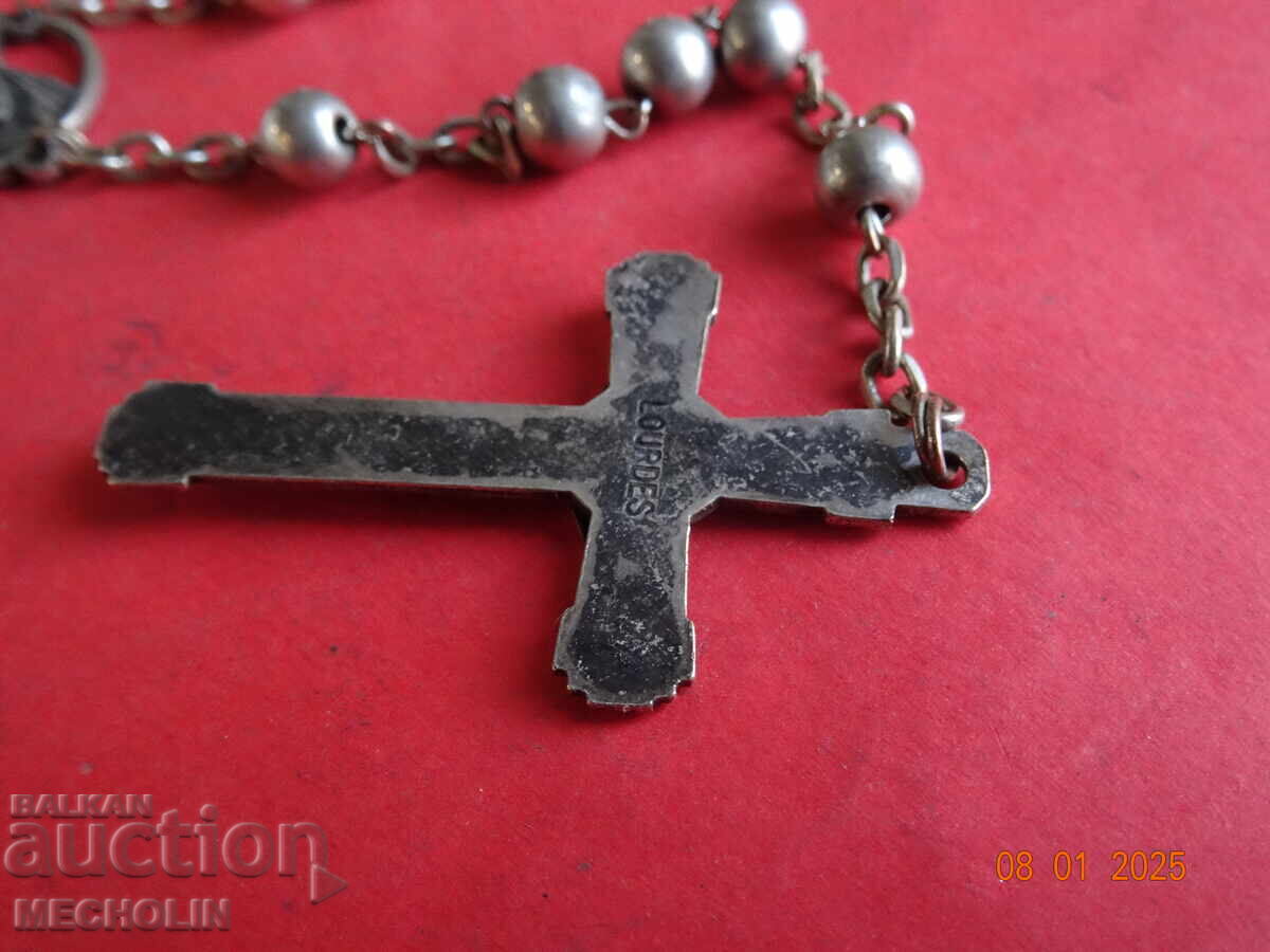 COLLECTIBLE OLD CHAIN WITH FRENCH LOURDES CROSS - 6 COLLECTIBLE OLD CHAIN WITH FRENCH LOURDES CROSS - 6