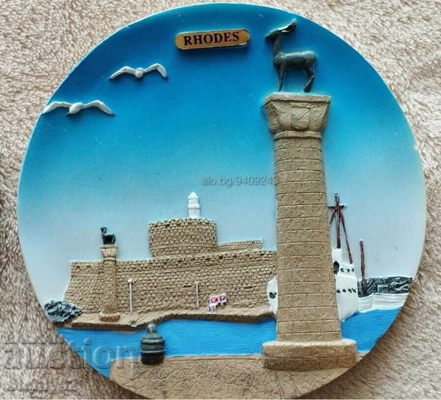 Insula mare de suveniruri Rodos cu magneți de frigider f 13 cm