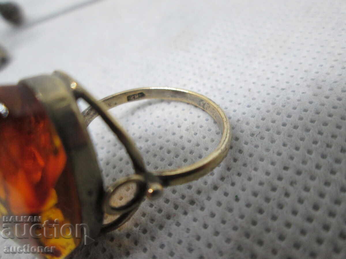 Auction RUSSIAN, SOVIET SILVER RING GOLD-PLATED WITH AMBER Auction RUSSIAN, SOVIET SILVER RING GOLD-PLATED WITH AMBER