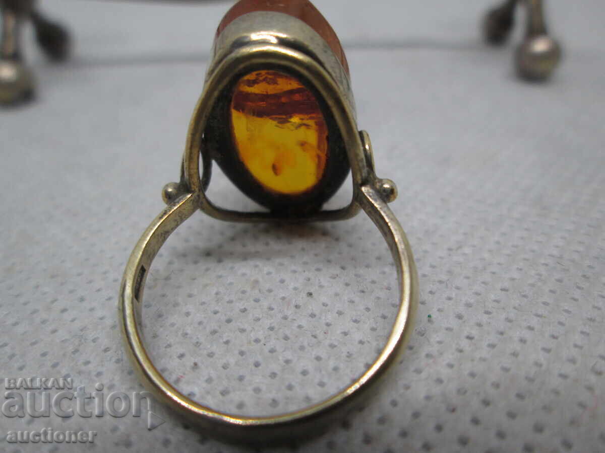 Delivery of RUSSIAN, SOVIET SILVER RING GOLD-PLATED WITH AMBER Delivery of RUSSIAN, SOVIET SILVER RING GOLD-PLATED WITH AMBER