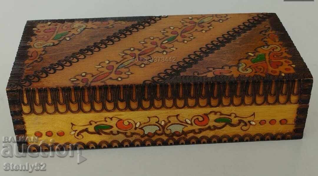 Old wooden pyrographed box from Soca.