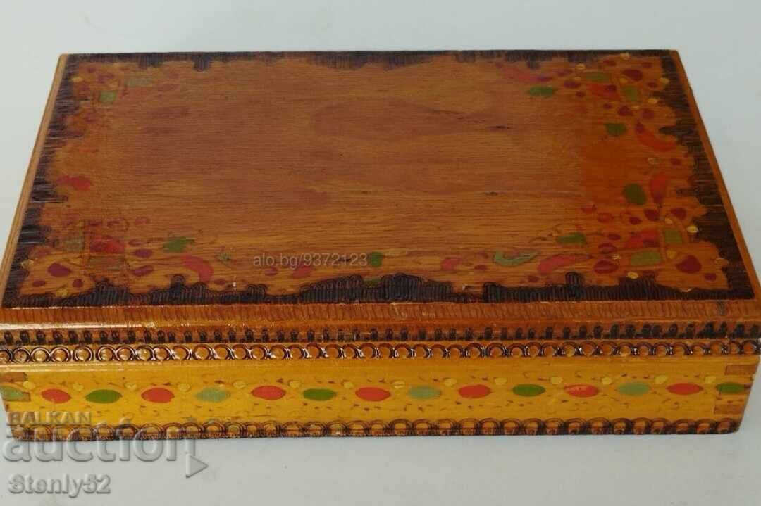 Old wooden pyrographed box from Soca. Old wooden pyrographed box from Soca.