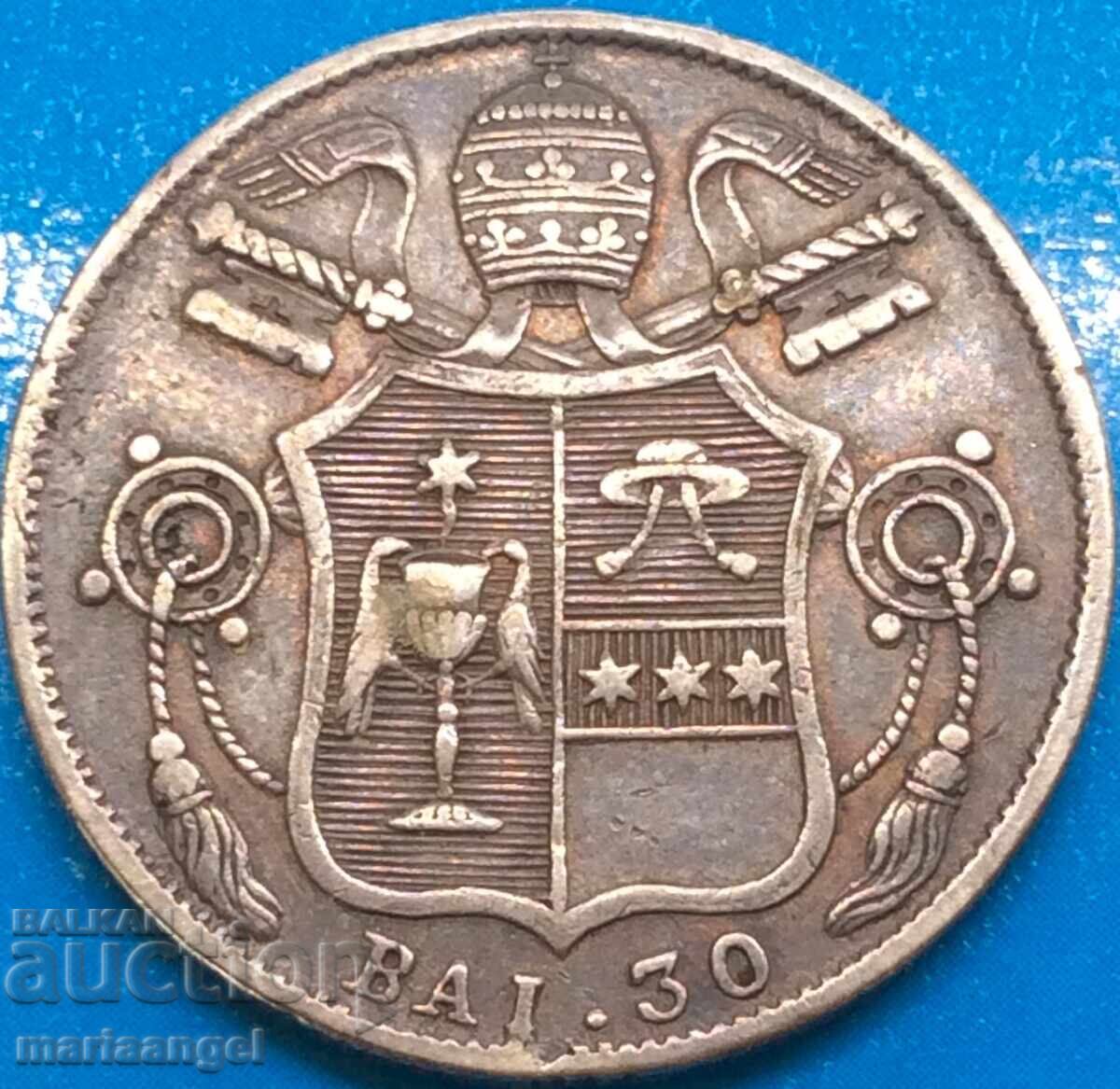 30 Baiochi 1834 Vatican Rome Gregory XVI (1831-1846) RARE