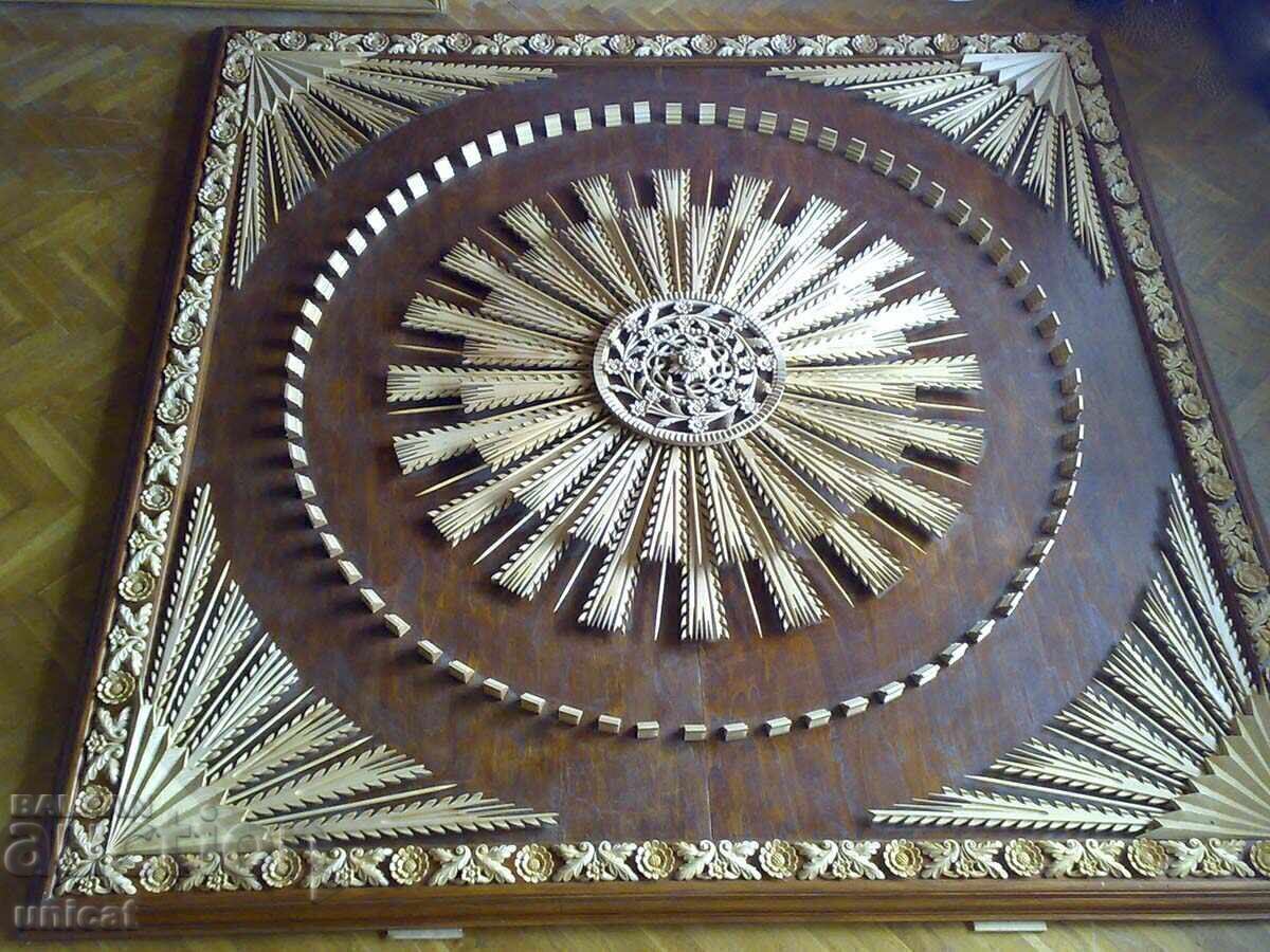 Luxury Ceiling Wood Carving "Sun" - Handmade - 5