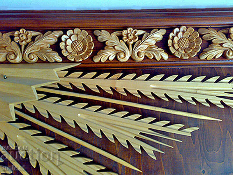 Luxury Ceiling Wood Carving "Sun" - Handmade - 6