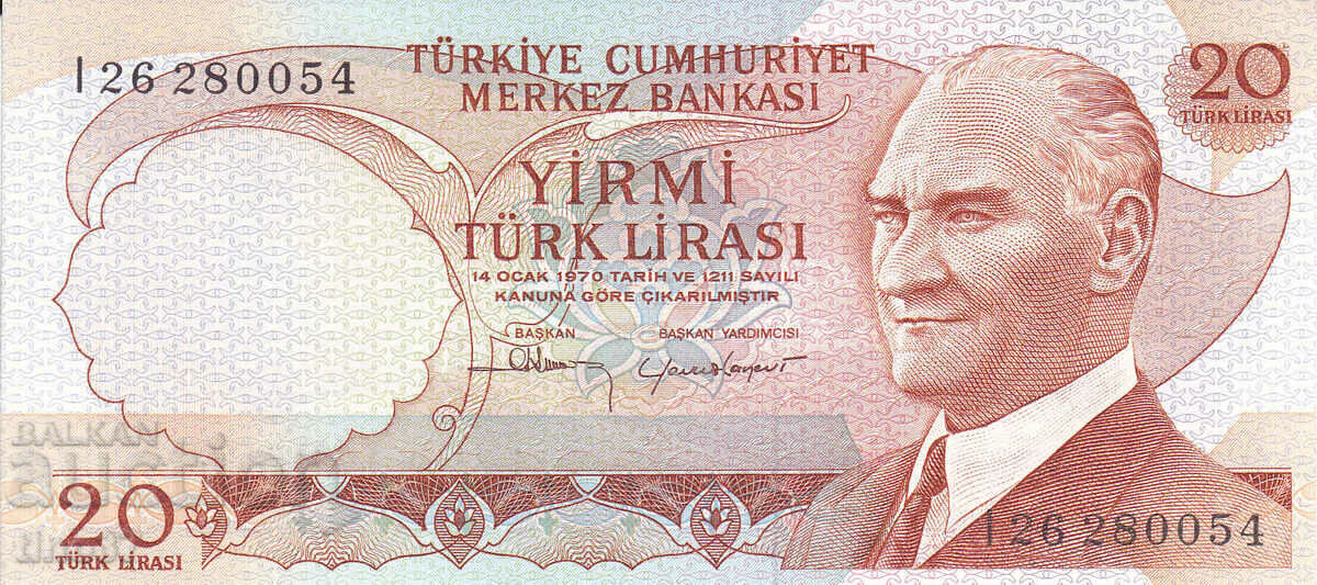 tino37- TURKEY - 20 LIRA - 1970/74 - UNC with price 4.30 BGN | € 2.20 tino37- TURKEY - 20 LIRA - 1970/74 - UNC with price 4.30 BGN | € 2.20