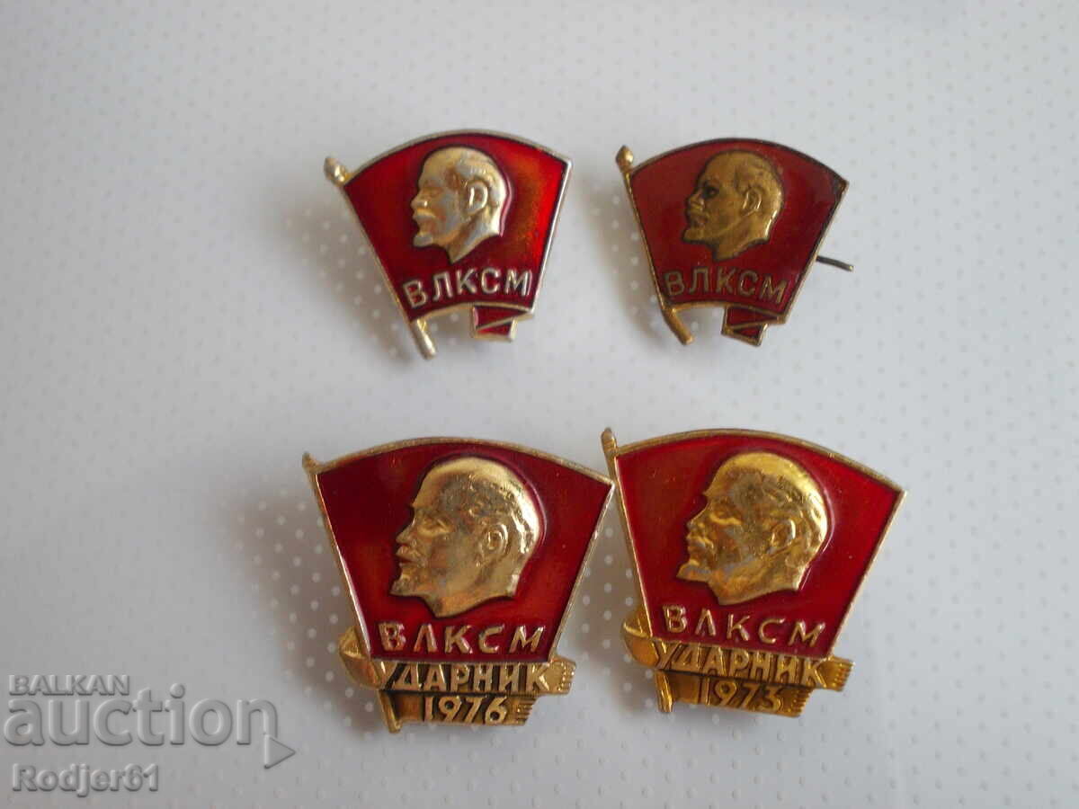 badges - personalities Lenin - VLKSM 4 pcs