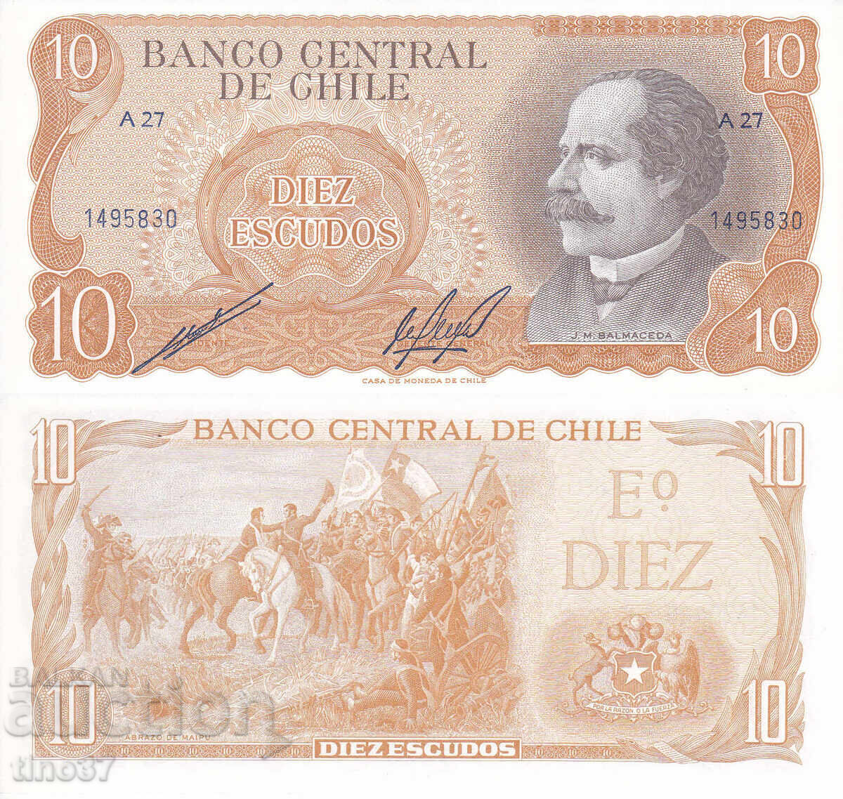 tino37- CHILE - 10 ESCUDOS - 1967 - UNC