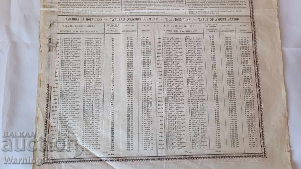 Bond - State Loan - Principality of Bulgaria - 1907. - 7