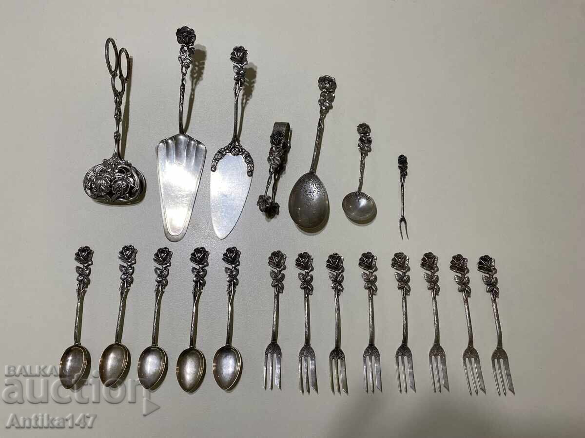 Old silver fruit and dessert utensils