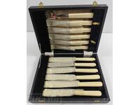 FORKS AND KNIVES IN A BOX CUTLERY SET USED KNIFE