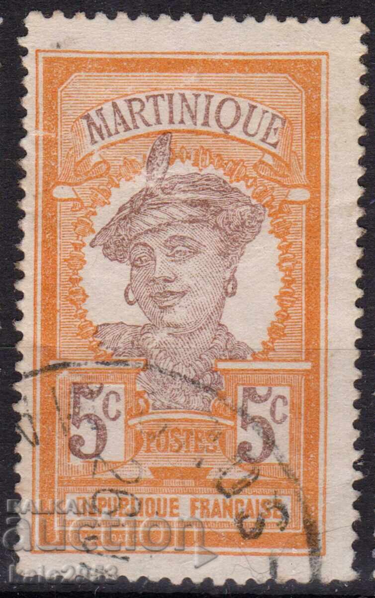 France/Martinique-1922-Редовна-местна девойка,клеймо