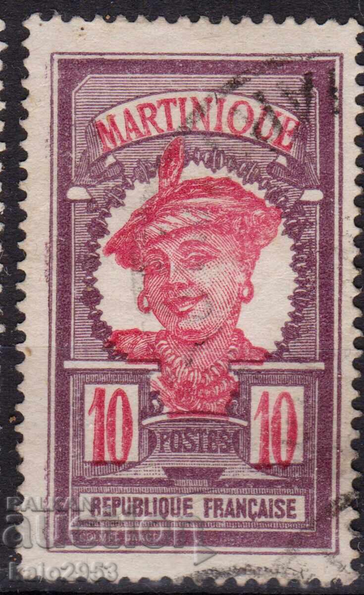 France/Martinique-1922-Редовна-местна девойка,клеймо