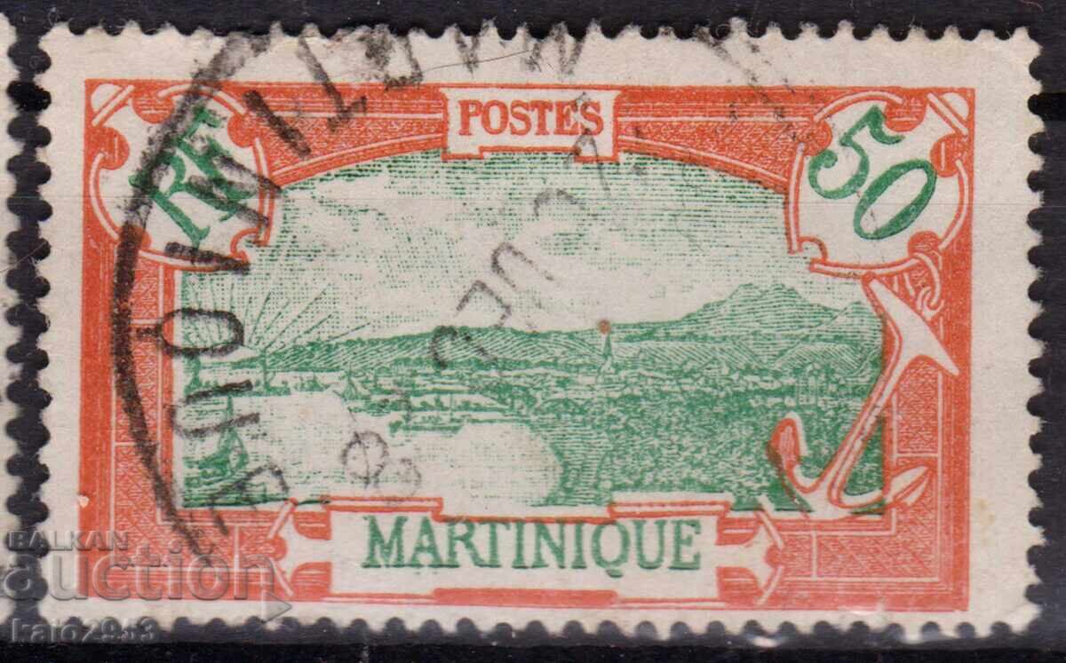 France/Martinique-1908-Редовна-френски военен форт,клеймо