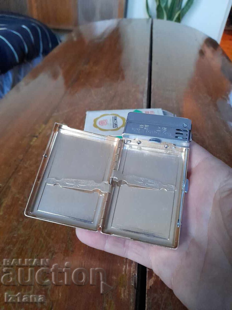 Old cigarette case, Sunflower lighter - 5 Old cigarette case, Sunflower lighter - 5