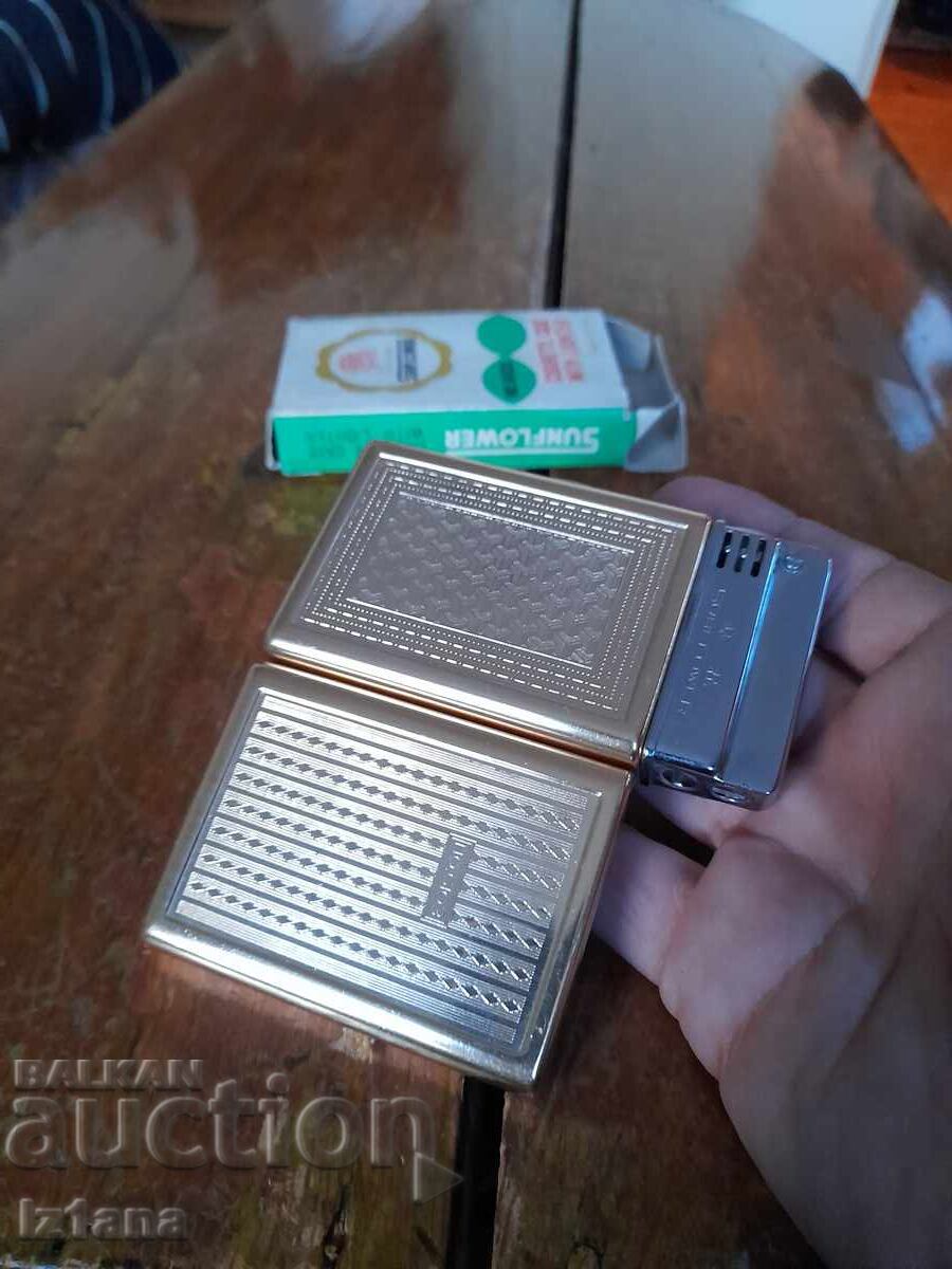 Old cigarette case, Sunflower lighter - 7 Old cigarette case, Sunflower lighter - 7