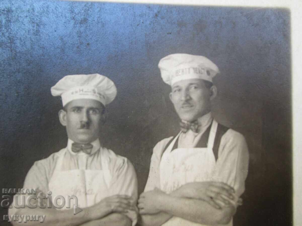 Delivery of Old photo of two chef cooks Delivery of Old photo of two chef cooks