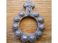 Silver-plated ring with a rosary of the Virgin Mary