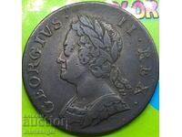 Great Britain 1/2 penny 1750 colony US George II bronze