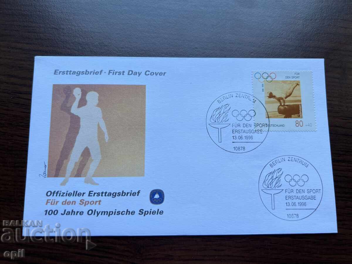 Germany 1996 First Day Cover 100 Years of the Olympic Games Germany 1996 First Day Cover 100 Years of the Olympic Games