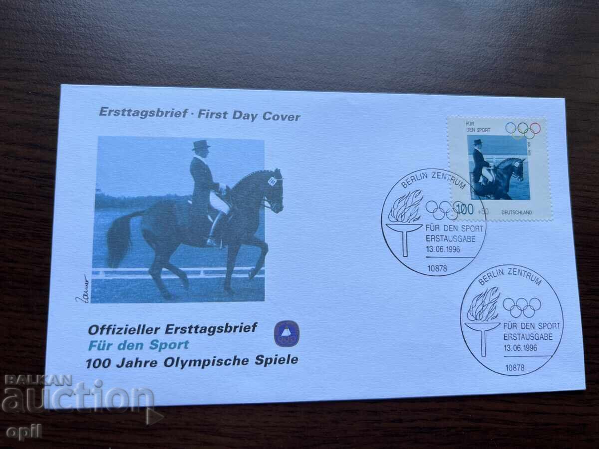 Germany 1996 First Day Cover 100 Years of the Olympic Games Germany 1996 First Day Cover 100 Years of the Olympic Games