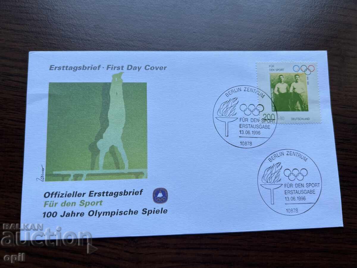 Germany 1996 First Day Cover 100 Years of the Olympic Games Germany 1996 First Day Cover 100 Years of the Olympic Games